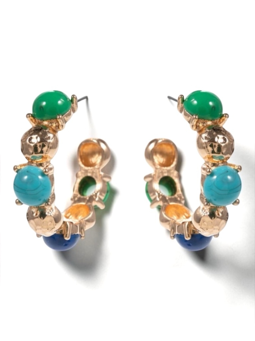 Tuckernuck Turquoise Beaded Hoop Earrings Gold Statement Resort Coastal Jewelry